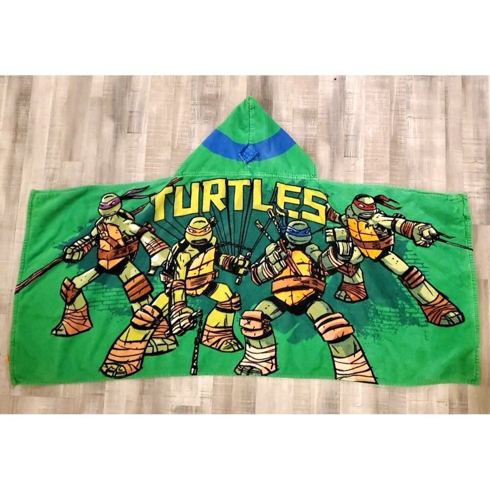 TMNT Hooded Towel Teenage Mutant Ninja Turtles Leonardo Nickelodeon Beach VTG‎